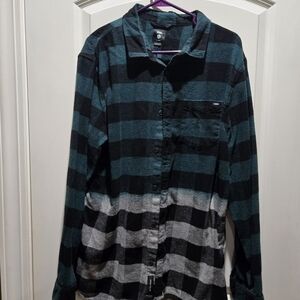 Black and Green Plaid Button-Up Shirt